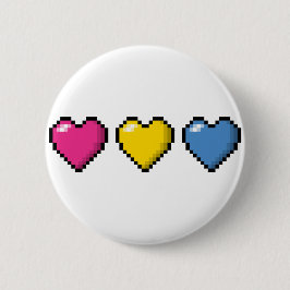 Rad med tre Pansexual Pride Flagga Pixel Hearts Knapp