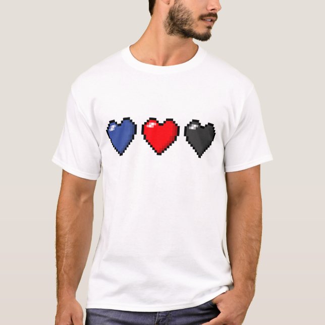 Rad med tre pixelkulor av polyamoriskt Pride T-shirt (Framsida)