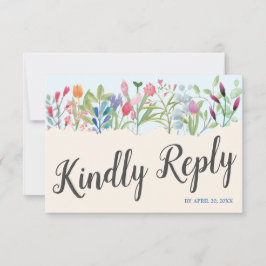 Rad med Watercolor Wildblommor Bröllop OSA Card Kort