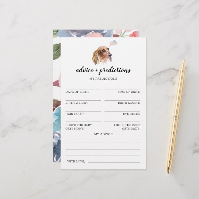 Råd och förutsägelser Dachshund Baby Shower-spel (Fram/Back In Situ)