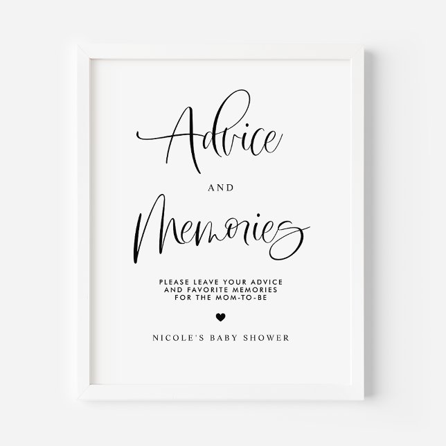 Råd och minnen Cute Calligrahy Baby Shower Poster (Skapare uppladdad)