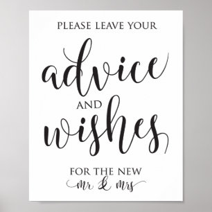 Råd och Önskemål Bröllop Decor-tecken Poster