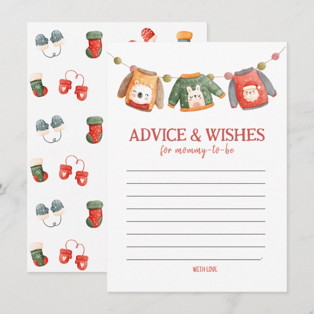 Råd och Önskemål för Mamma, babystövel för jul Anteckningskort (Fram/baksida)