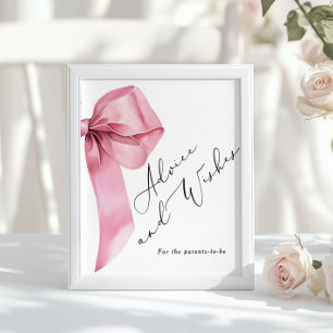 Råd och önskemål för nya föräldrar rosa Bow Poster