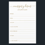 Råd och Önskemål spanska<br><div class="desc">Dessa enkla, moderna, minimala, handskrivna manuset i guld Consejos y Deseos lakan är perfekt att ha för din möhippa, repetitionsmiddag eller bröllop gäster fyller ut för lycklig-paret. Människor kommer att få de impulser som krävs - de gör det så lätt att lämna ord som älskar råd och bra önskemål. De...</div>