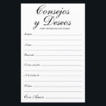 Råd och Önskemål spanska<br><div class="desc">Dessa eleganter, svarta och vita, moderna, handskrivna spanska skript Consejos y Deseos/Advice & Önskemål lakan är perfekt att ha för din möhippa, repetitionsmiddag eller gäster från bröllop som fyller ut för lycklig-paret. Människor kommer att få de impulser som krävs - de gör det så lätt att lämna ord som älskar...</div>