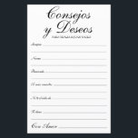 Råd och Önskemål spanska<br><div class="desc">Dessa eleganter, svarta och vita, moderna, handskrivna spanska skript Consejos y Deseos/Advice & Önskemål lakan är perfekt att ha för din möhippa, repetitionsmiddag eller gäster från bröllop som fyller ut för lycklig-paret. Människor kommer att få de impulser som krävs - de gör det så lätt att lämna ord som älskar...</div>