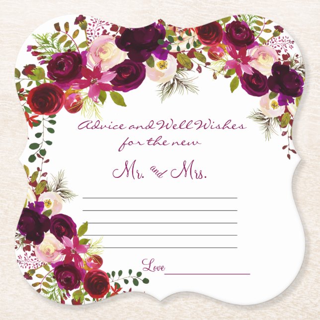 Råd och Önskemål, vattenfärgsburgundy Underlägg Papper (Framsida)