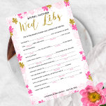 Råd och önskningar för brudens shower-spel<br><div class="desc">Ett delikat modernt blomsterbröllop shower "Råd och önskningar för bruden" spel,  designen har ett rosa och guld blomster mönster,  detta kort är personifierat med den blivande brudens namn och shower datum.</div>