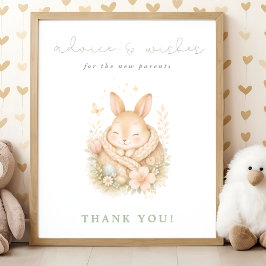 Råd och önskningar Nya Föräldrar Kanin Baby Shower Poster