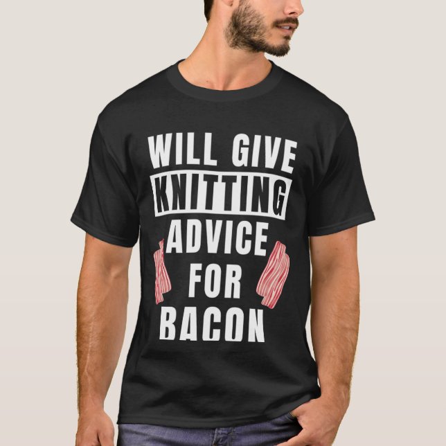 Råd om bacon Knitters Crawing Knitt T Shirt (Framsida)