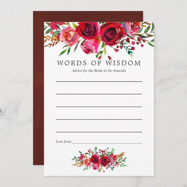 Råd om Möhippa av vattenfärgen Blommigt för Mamma Inbjudningar (Fram/baksida)