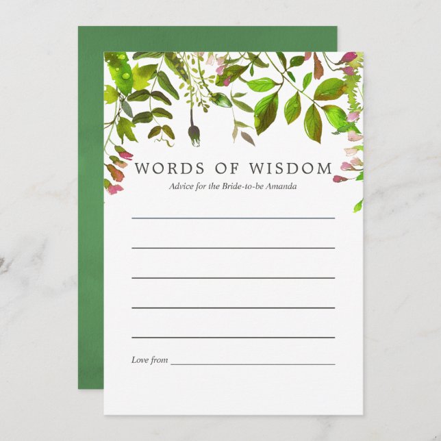 Råd om vattenfärgen Vår Foliage Möhippa  Inbjudningar (Fram/baksida)