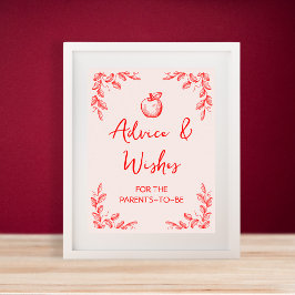 Råd & önskningar Äpple Handritad Babyfirande Poster