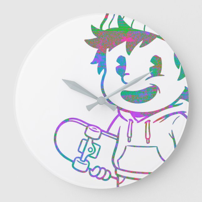 Rad Orange: Skater Boy Retro Stor Klocka (Framsida)