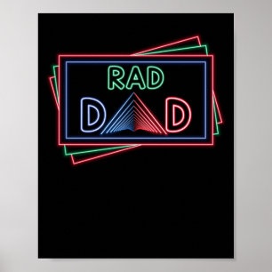 Rad Pappa 1980's Retro Fars dag Neon Färg Poster