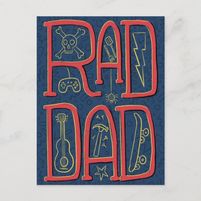 Rad Pappa Blue Doodle Fars dag Vykort (Framsida)