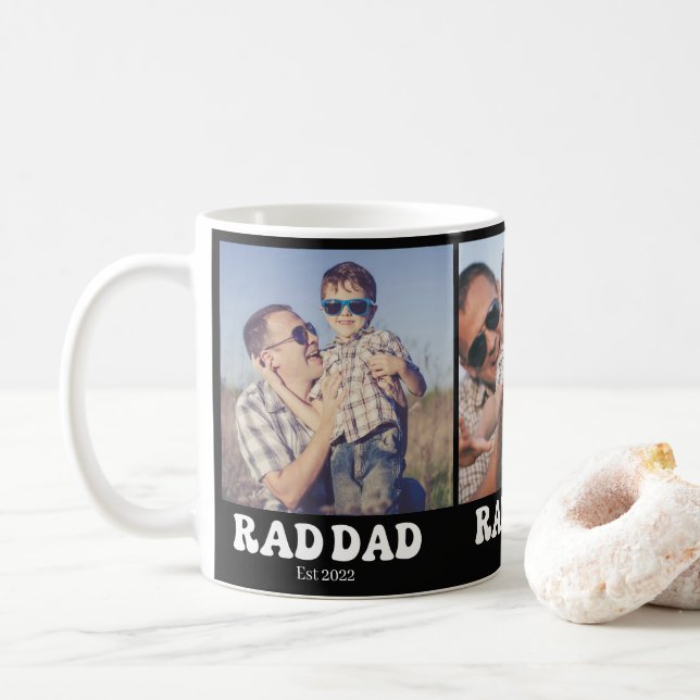 Rad pappa Est. Retro 3 Foto Kaffemugg (Med munk)