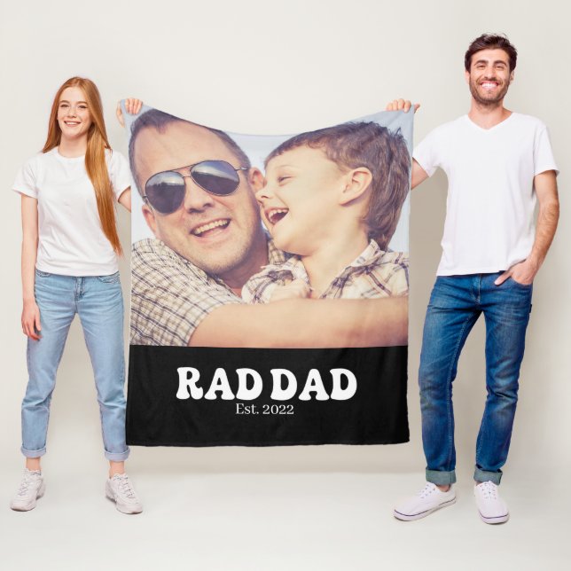 Rad Pappa Est. Retro Foto Fleecefilt (På plats)