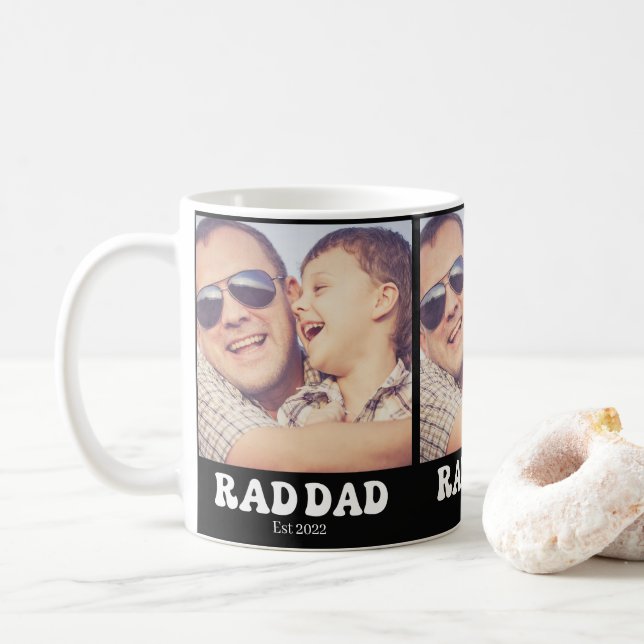 Rad Pappa Est. Retro Foto Kaffemugg (Med munk)