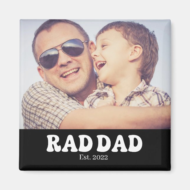 Rad Pappa Est. Retro Foto Magnet (Framsidan)