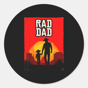 Rad pappa far och son västerländsk solnedgång runt klistermärke