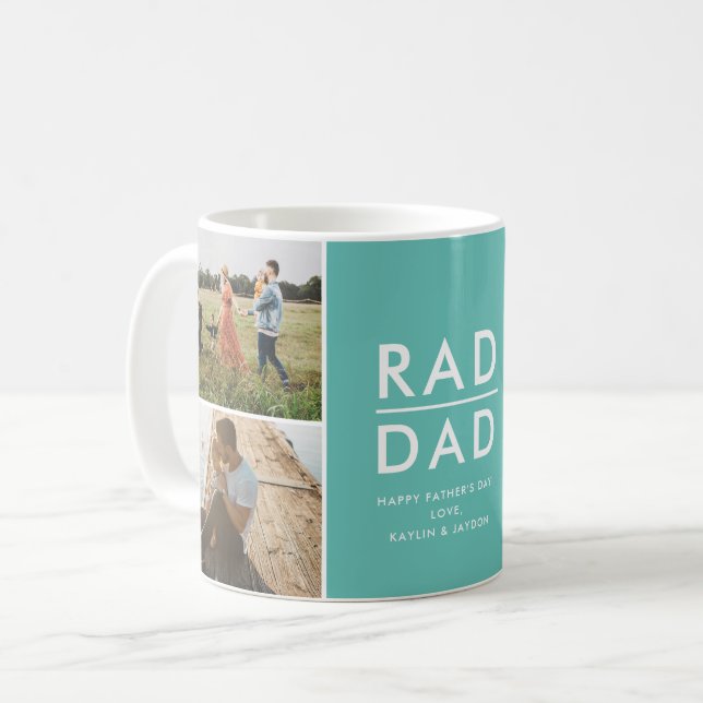 Rad Pappa Fars dag Photo Collage Kaffemugg (Framsida vänster)