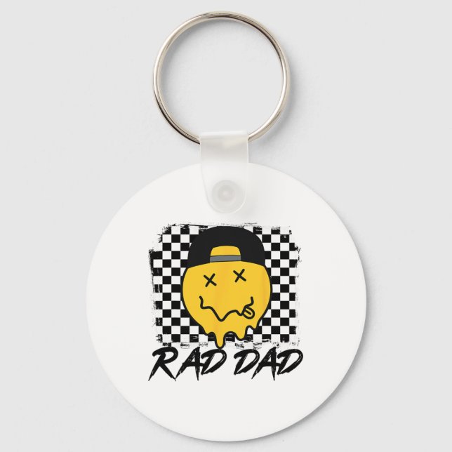 Rad Pappa Funny Checkered Far#39;s Day Smile Ansik Nyckelring (Framsida)