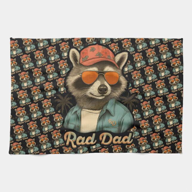 Rad Pappa Funny Lycklig Fars dag Vintage Kökshandduk (Horisontell)