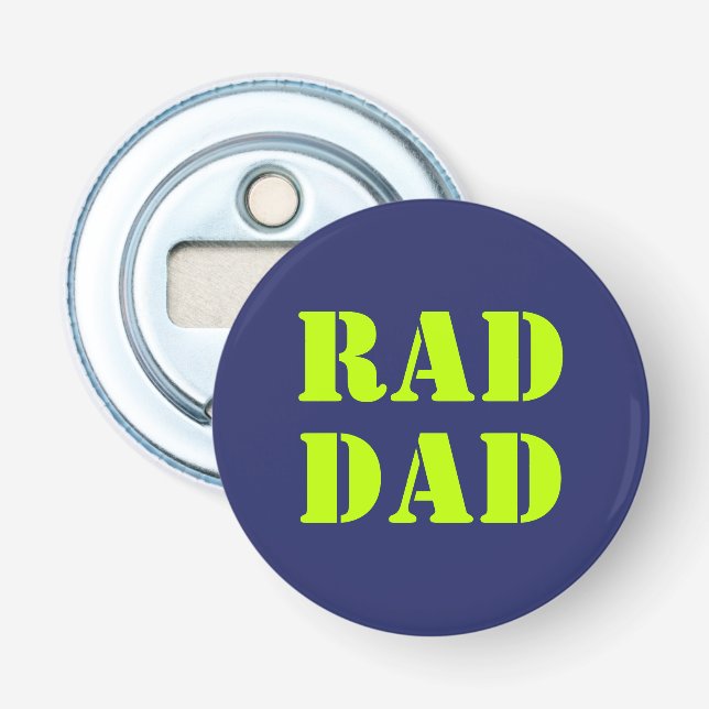 Rad Pappa nyon grönt marinblått modernt typografi Flasköppnare (Framsidan)
