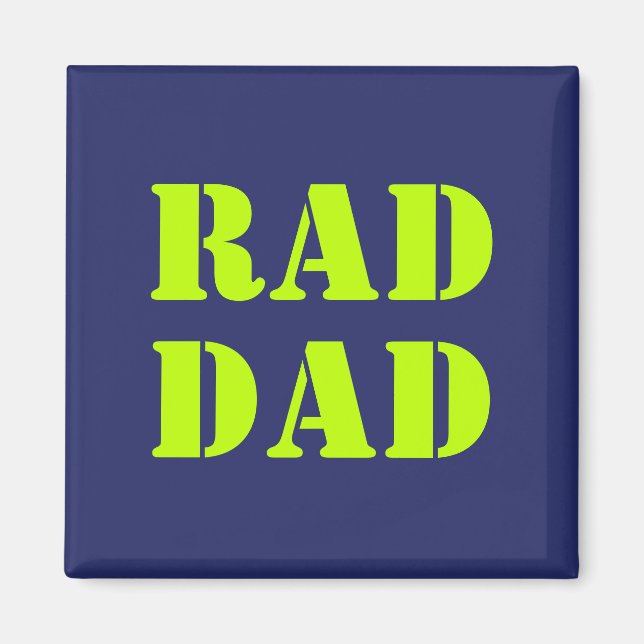 Rad Pappa nyon grönt marinblått modernt typografi Magnet (Framsidan)
