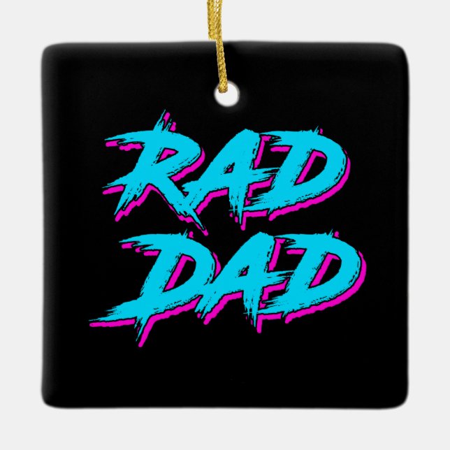 Rad Pappa Retro 80 Julgransprydnad Keramik (Framsida)