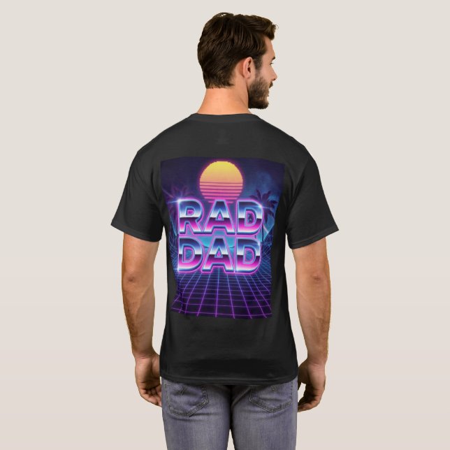 Rad Pappa Retro 80-tals Synthwave Fars Dag T Shirt (Hel baksida)