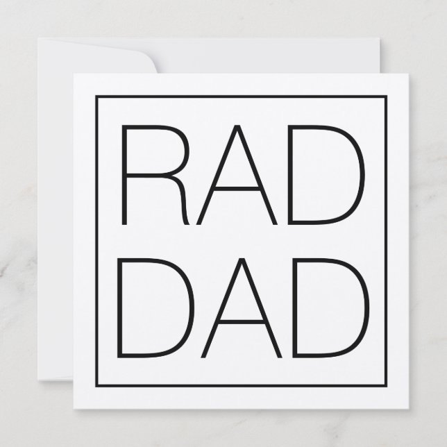 Rad Pappa svarttypografi, kvadratisk minimalist, m Kort (Framsida)