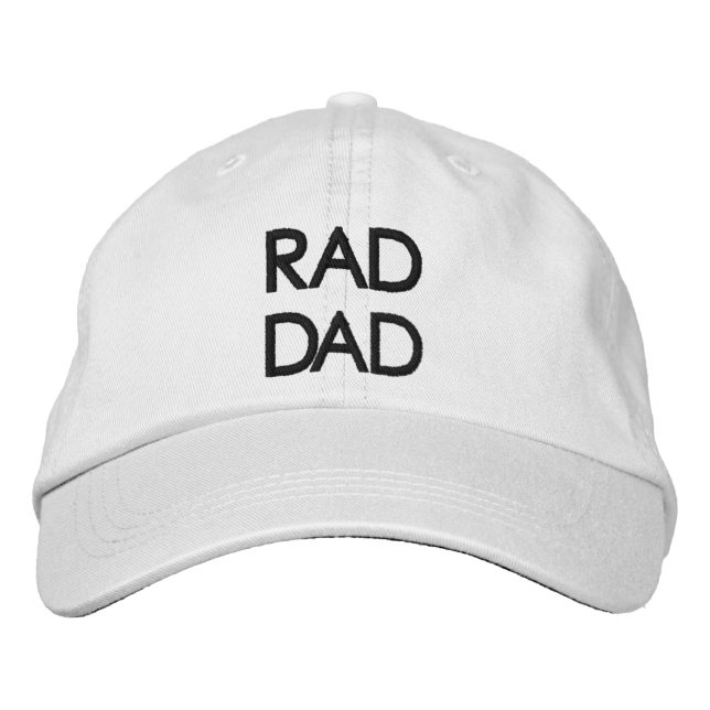 Rad Pappa, vit svart anpassningsbar, minimalistisk Broderad Keps (Framsida)