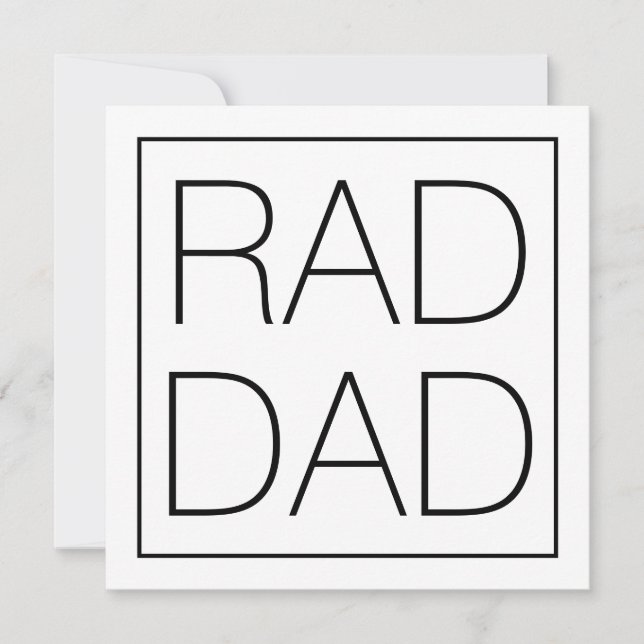 Rad Pappa, vit svart fyrkantsminimalist, modern Kort (Framsida)