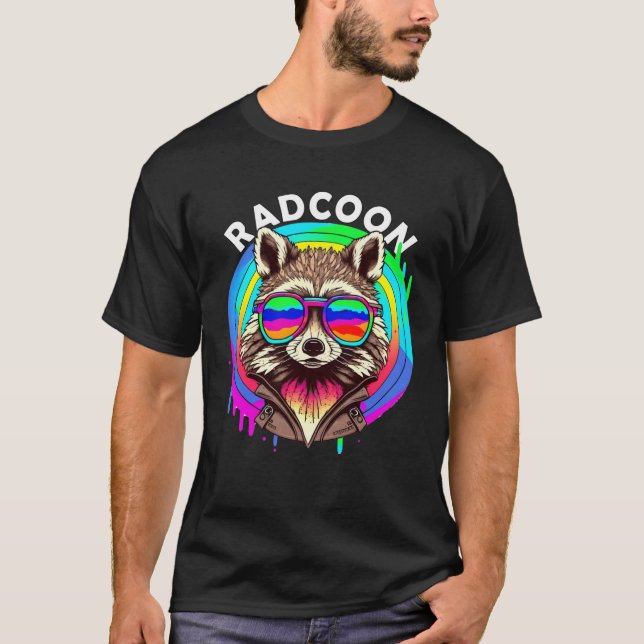 Rad Racoon Radcoon  Animal Sunglasses 80 s Retro S T Shirt (Framsida)