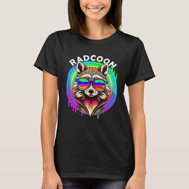 Rad Racoon Radcoon  Animal Sunglasses 80 s Retro S T Shirt (Framsida)