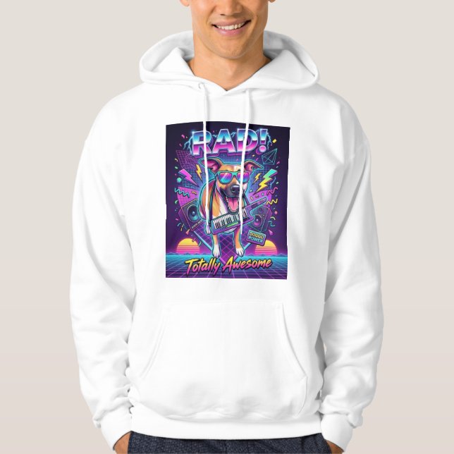 rad retro 80-tals synthwave 80-tals hund hoodie (Framsida)