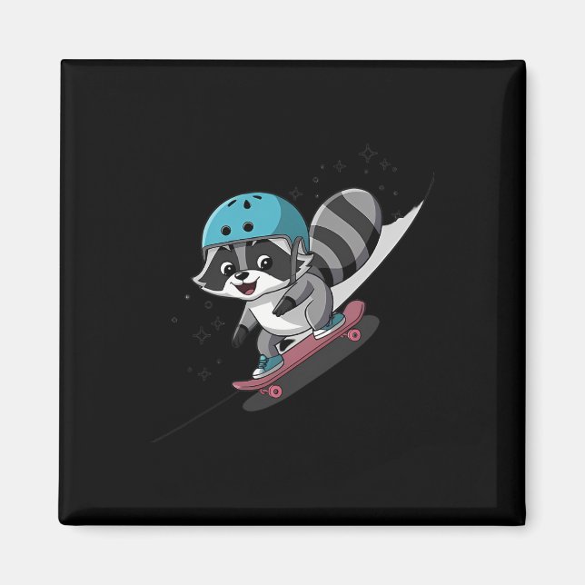 Rad Rocket Raccoon Skateboardning Stjärna  Magnet (Framsidan)