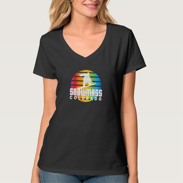 Rad Snowboard Retro Sol Snowboarder Snowmass Färg T Shirt (Framsida)