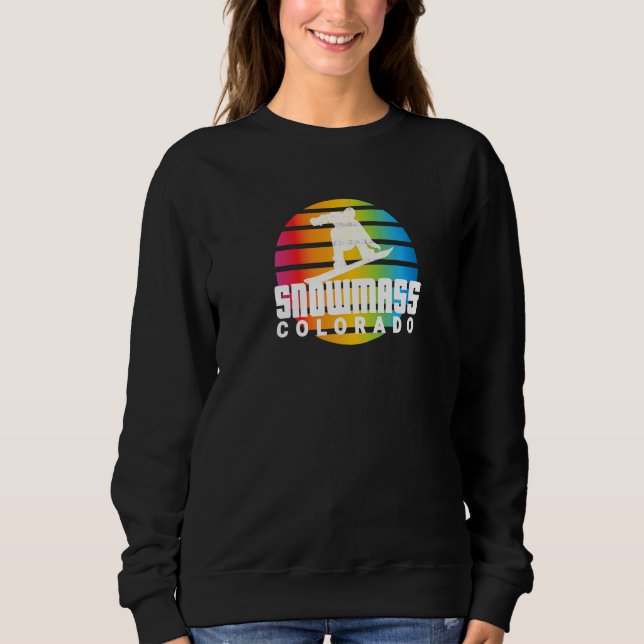 Rad Snowboard Retro Sol Snowboarder Snowmass Färg T Shirt (Framsida)
