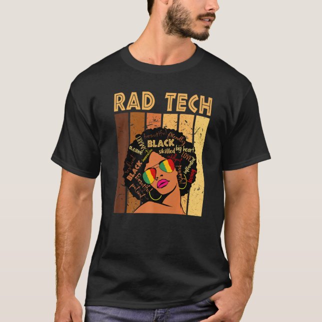 Rad Tech Afro African American Black History T Shirt (Framsida)