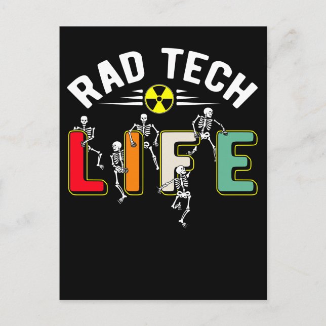 Rad Tech Life Skeletons Xray Funny Radiology Vykort (Framsida)