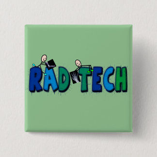Rad-Tech med stick figurer och röntgenstråledesign Knapp