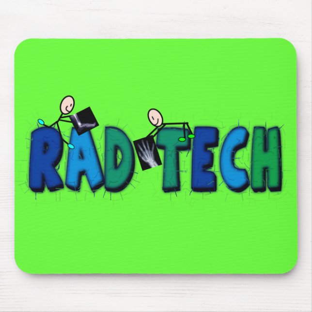 Rad-Tech med stick figurer och röntgenstråledesign Musmatta (Framsidan)
