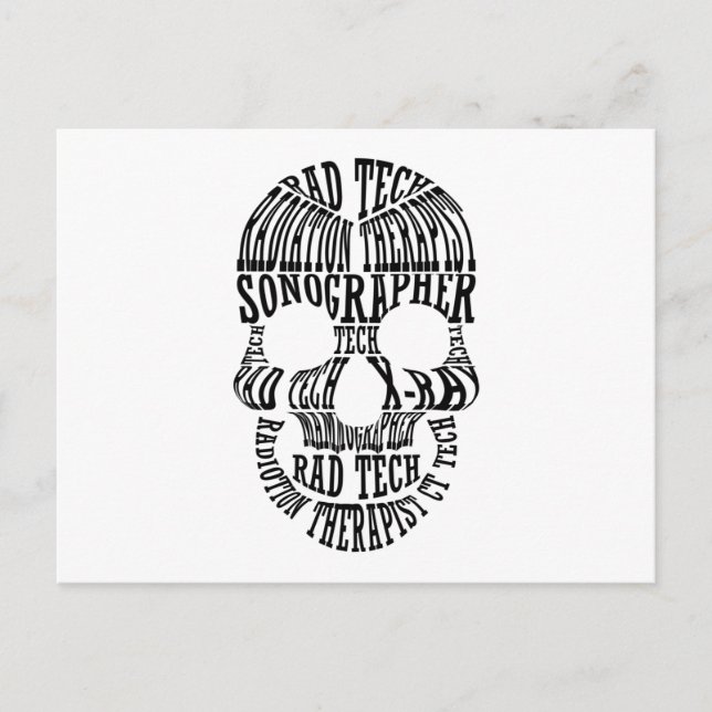 Rad Tech Skull-teknikern Xray Radiology Tech Vykort (Framsida)