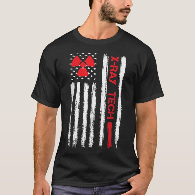 Rad Tech X-Ray Technolog Tech American Flagga T-S T Shirt (Framsida)