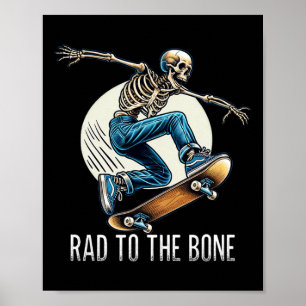Rad till benet - Skateboardåkande skelett - Vintag Poster