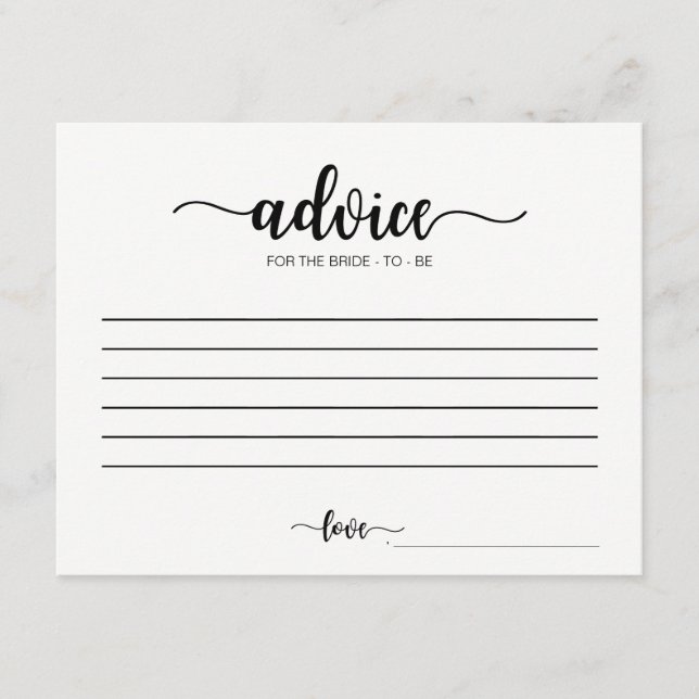 Råd till Bride Calligraphy Advice Cards (Framsida)